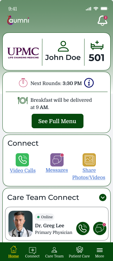AumniPod app home screen