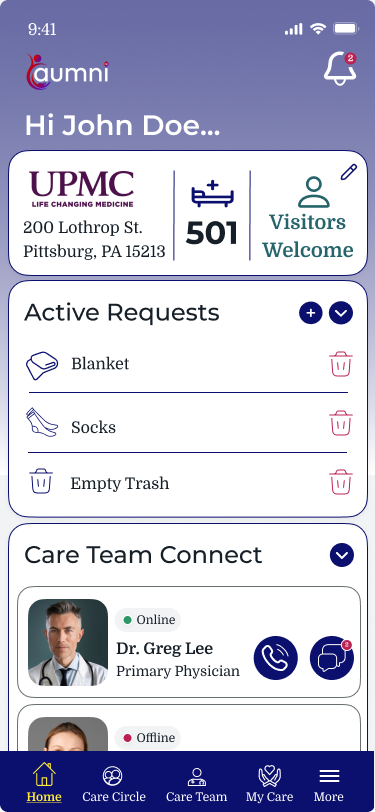 AumniHealth app home screen